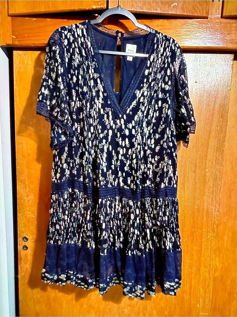 maeve Floral Mini Dress in Blue & White Size Large